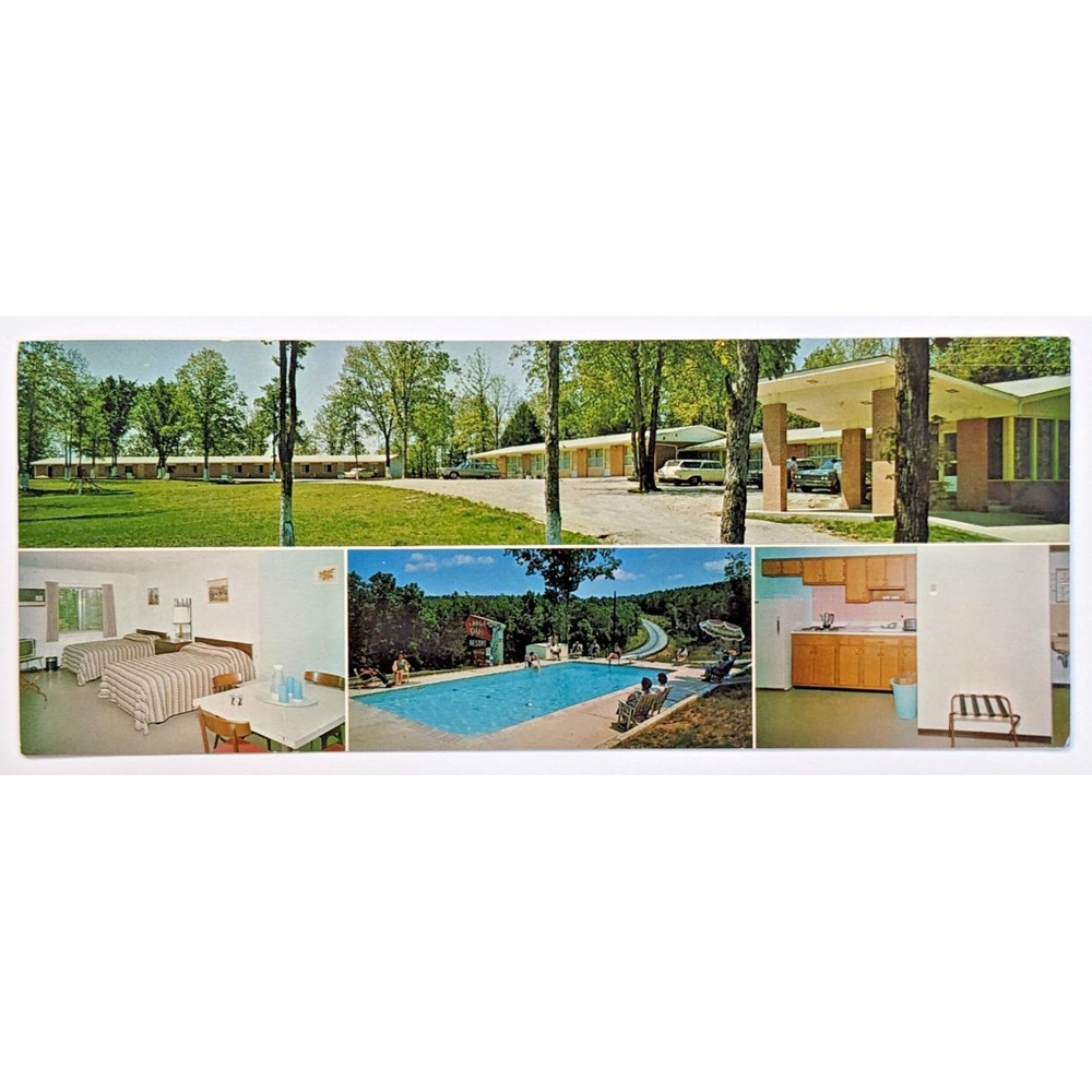 Ridgedale, Missouri MO Large Falls Resort Table Rock Lake Pool & Rooms Postcard‎